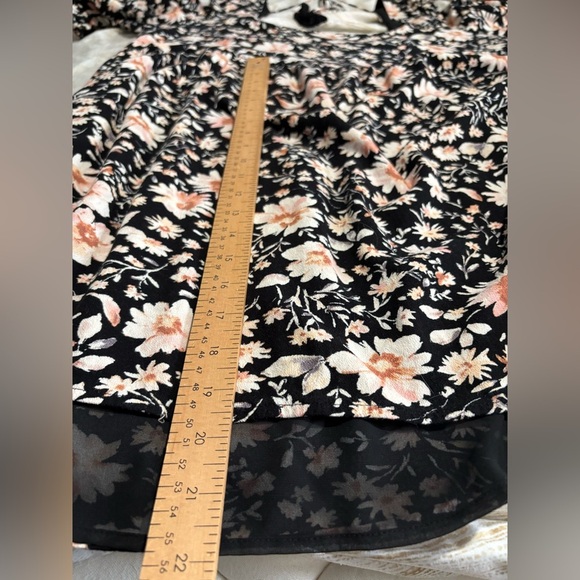 American Eagle XXL floral baby doll puff sleeve mini dress black pink plus size - Picture 11 of 14